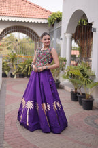 Cream Roman Silk Gota Work Designer Lehenga Set