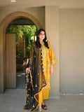 Yellow Roman Silk Kurti with Embroidery GPO Lace Palazzo & Dupatta Set
